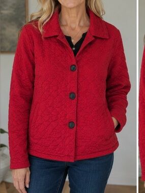 Habitat Clothes To Live In Red Box Quilt Shirttail Jacket M/L Vintage Boutique